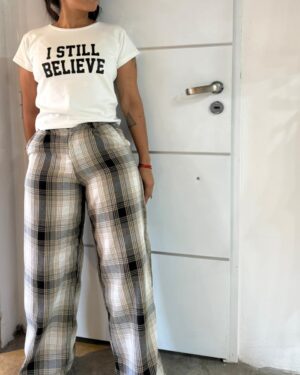 Pantalon sastrero ritta cuadrille gris y camel