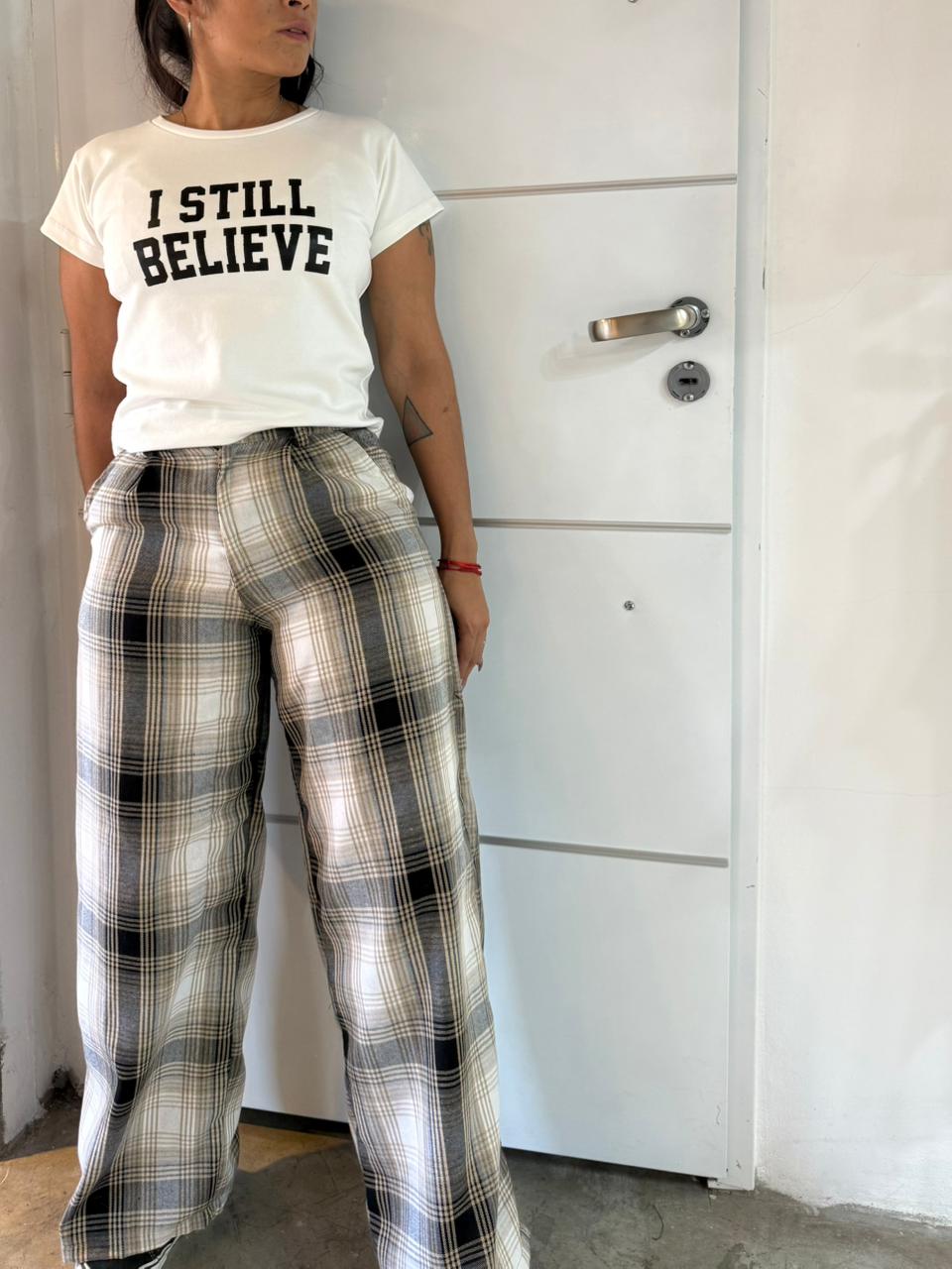 Pantalon sastrero ritta cuadrille gris y camel