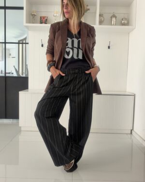 Pantalon sastrero ritta rayado negro