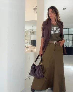 Falda crush army gabardina importada