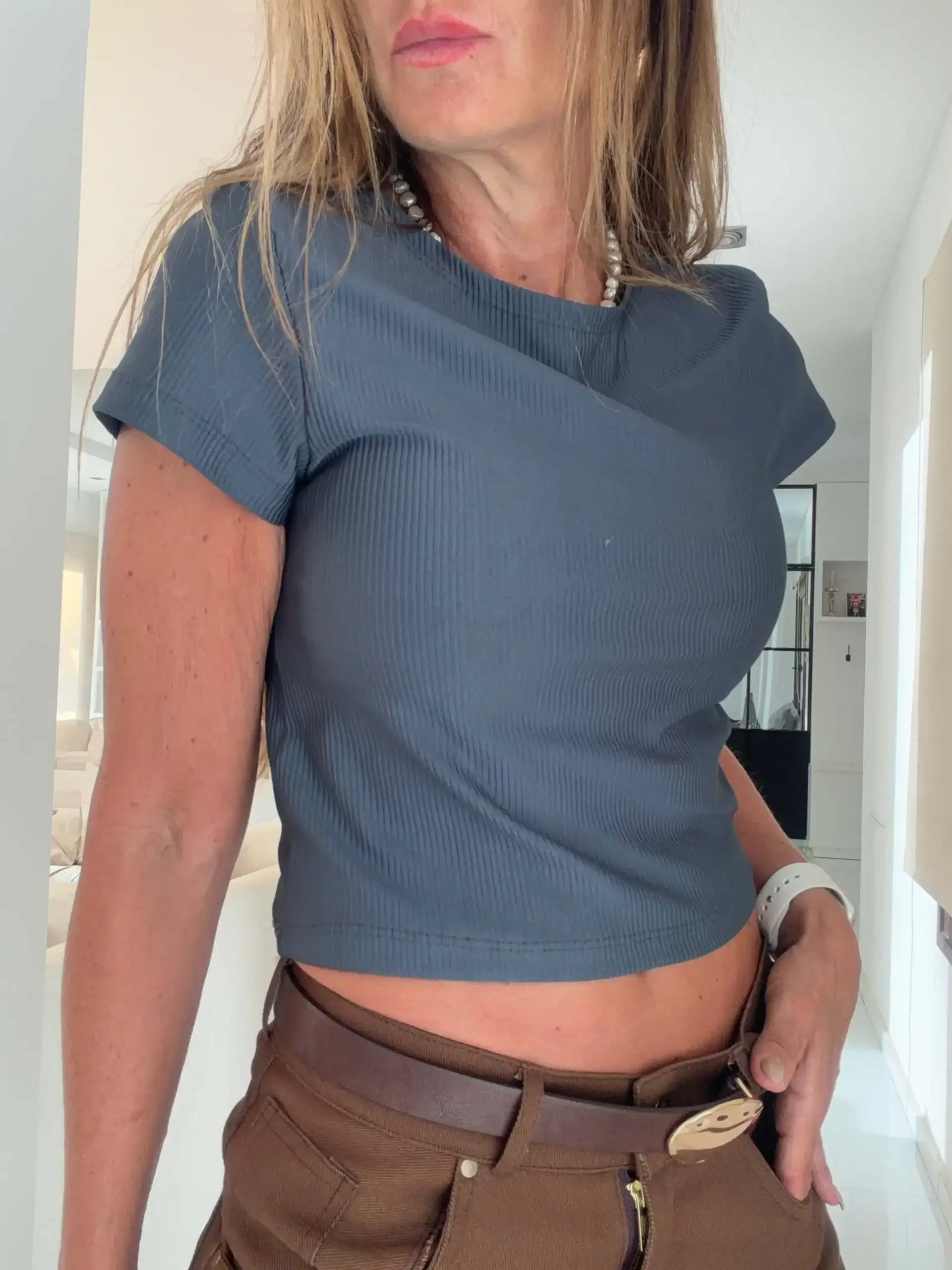 Remera Mora micromorley matte acero