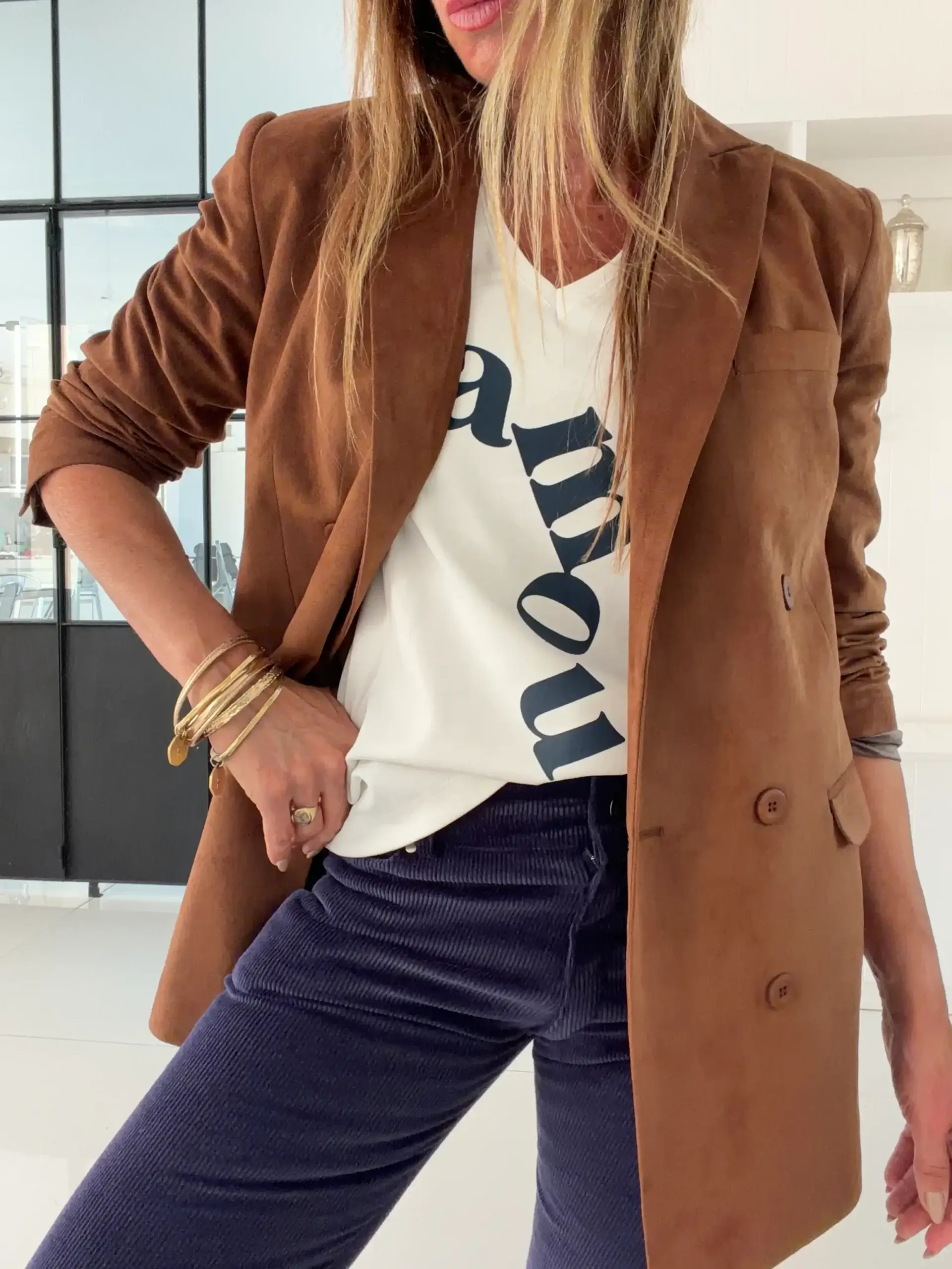 Blazer gamuza chocolate con leche