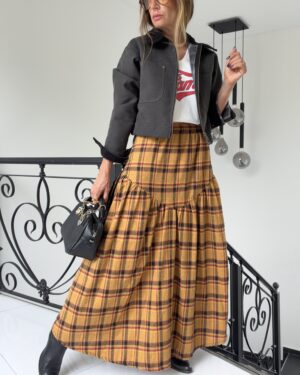 Falda  Hanói  cuadrille mostaza - L