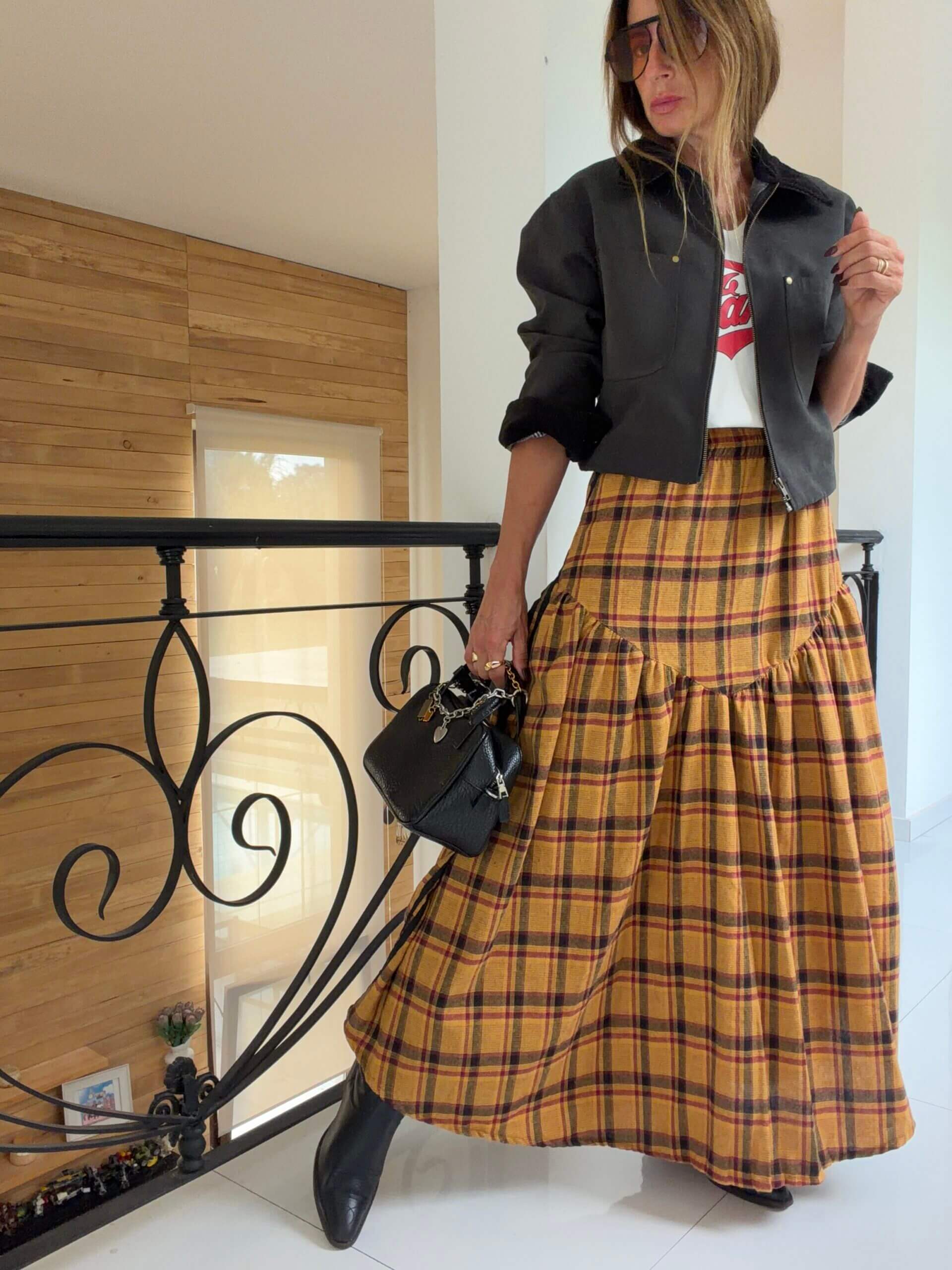 Falda Hanói cuadrille mostaza - Image 4