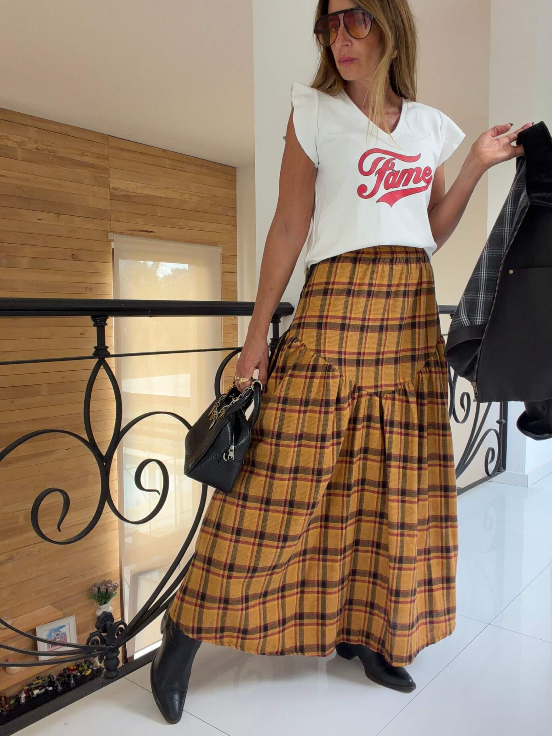 Falda Hanói cuadrille mostaza - Image 5