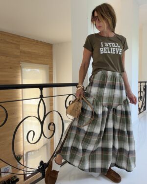 Falda Hanói cuadrille verde