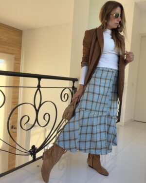 Falda carrie escocesa celeste