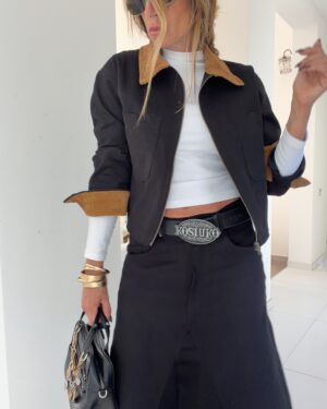 Chaqueta Alpes negro gabardina importada