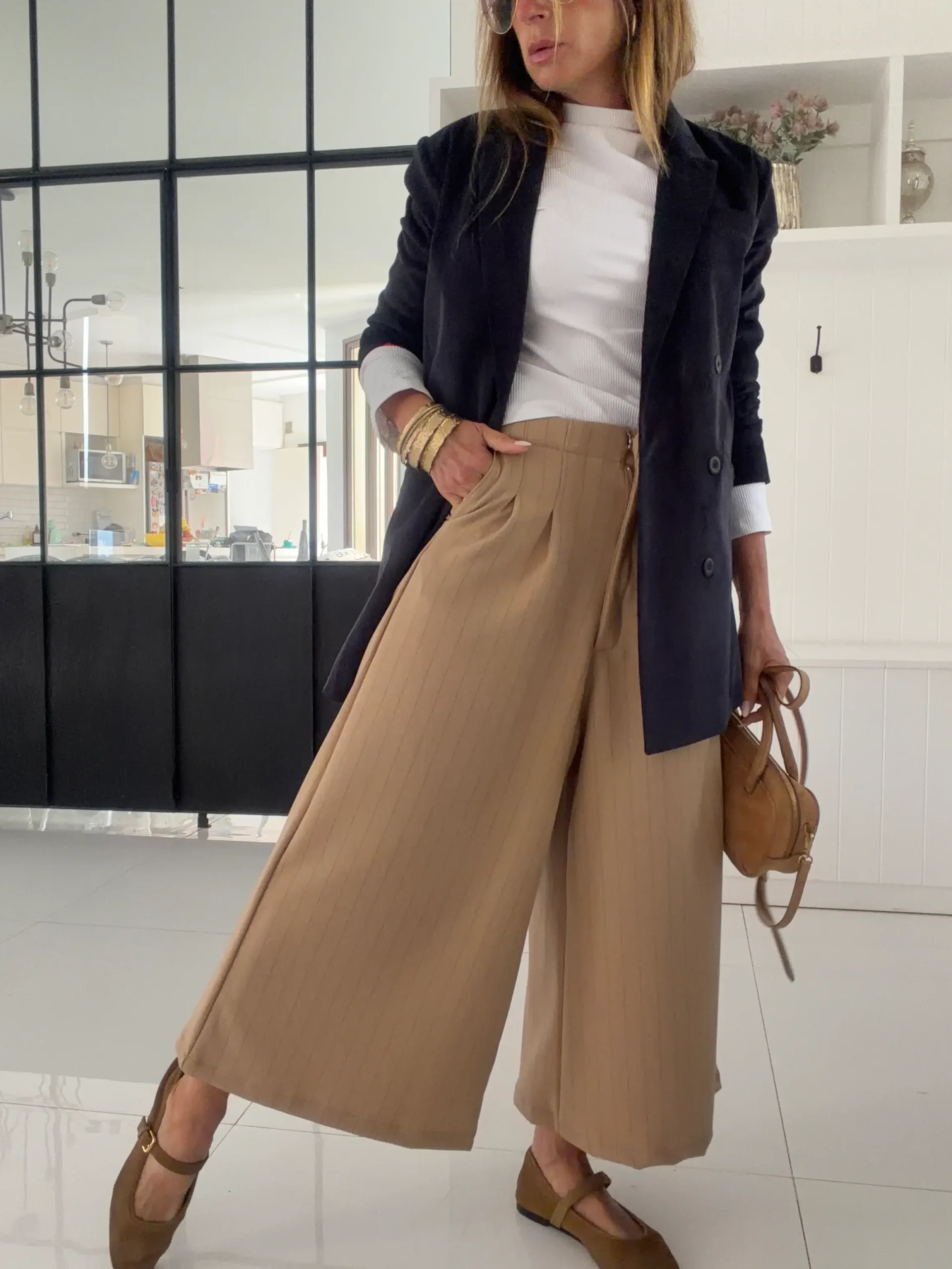 Pantalon okinawa sastrero tostado rayado