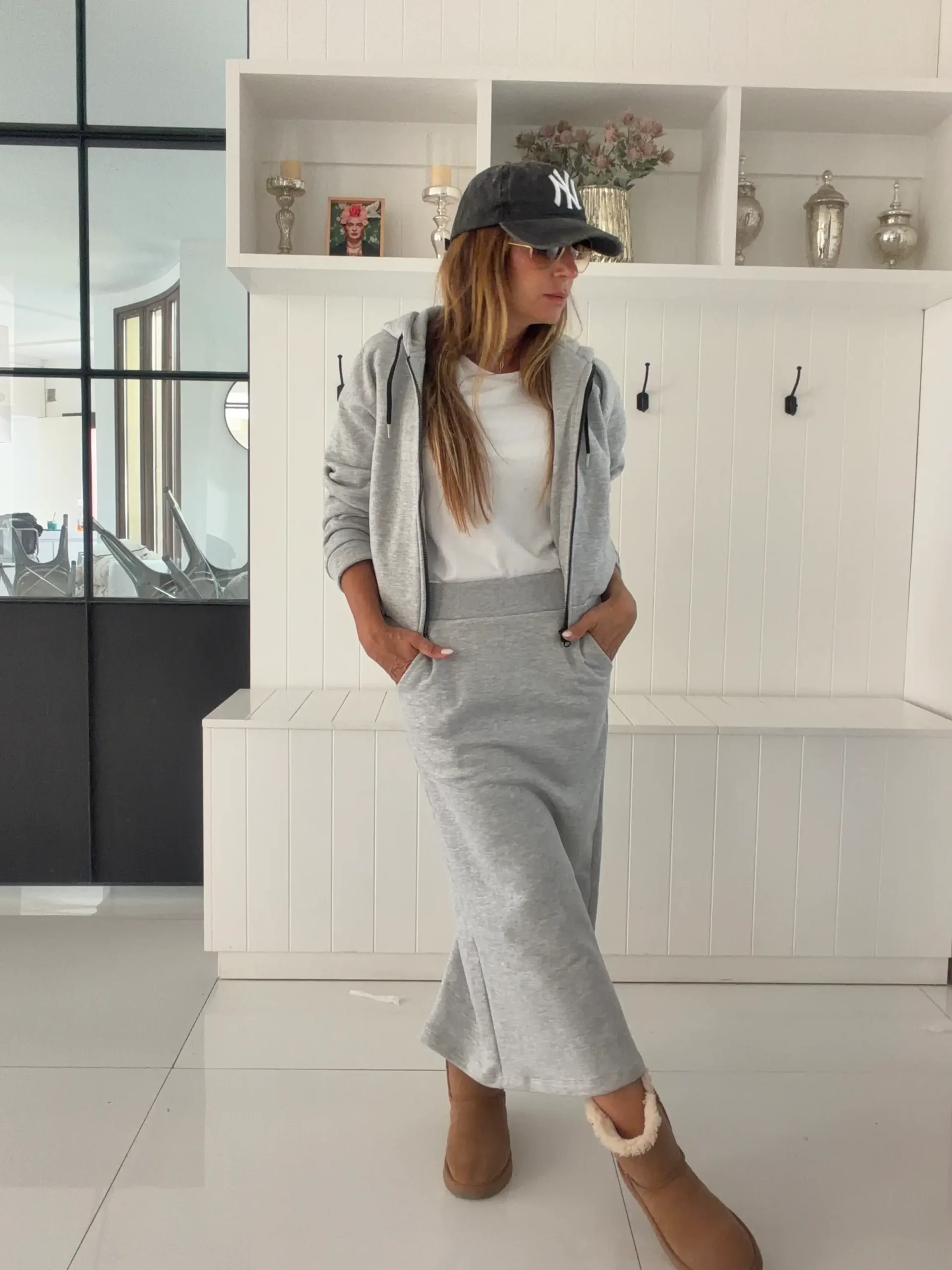 Falda gris melange rustica